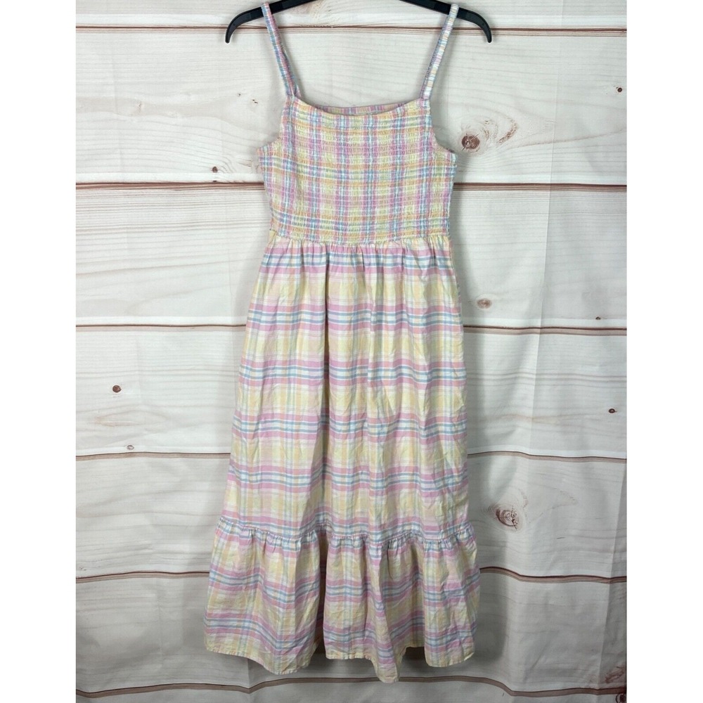 Cotton On Dress Women M Plaid Midi Smock Sleeveless Square Neck Cotton Pullover